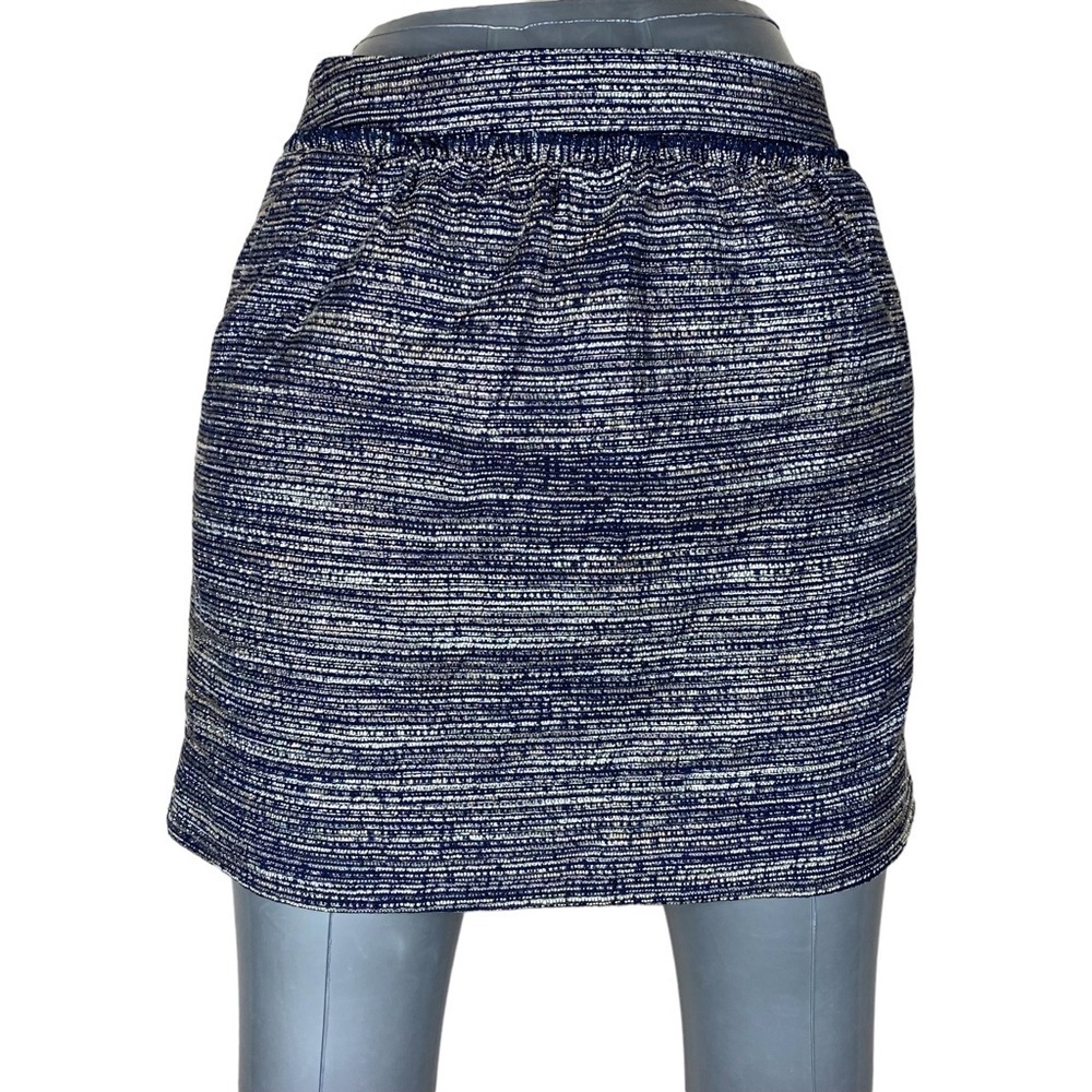 Gap Tweed Skirt Blue Silver Mini Size 4 Lined Preppy Classic Womens